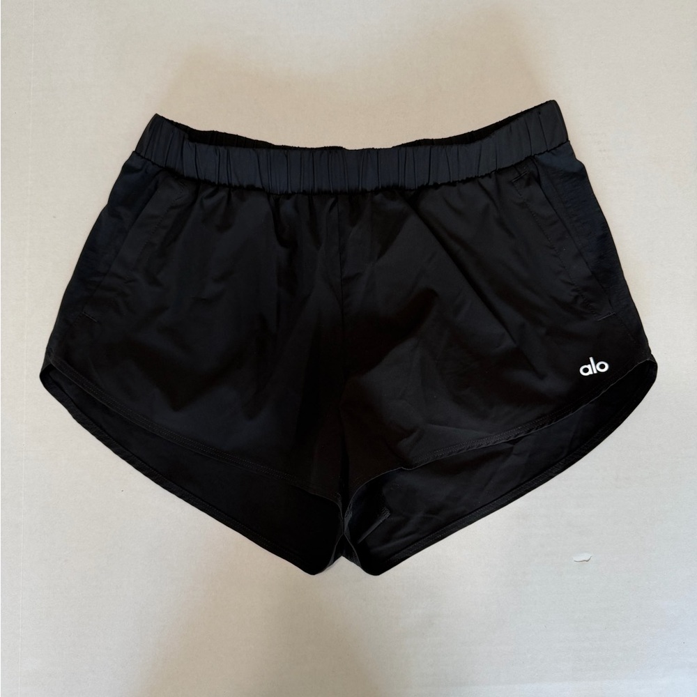 ALO Yoga Black Athletic Running Shorts with Elastic Waistband